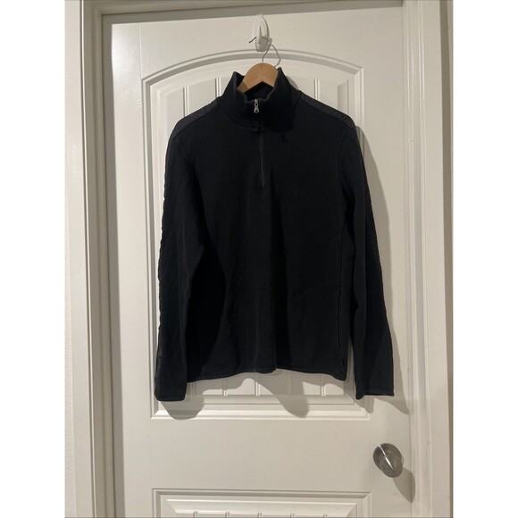 BOSS Hugo Boss 1/4 Zip Men's Size Large Pullover Sweater Black Regular Fit - Picture 10 of 14